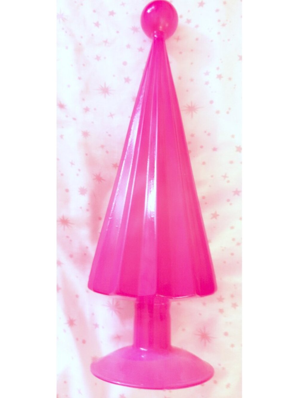 Ashland Hot Pink Christmas Tree Glass Table Decor Berry Jolly Pastel 12 INCH NWT